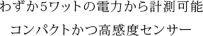 わずか5ワットの電力から計測可能　コンパクトかつ高感度センサー