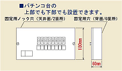 パチンコ台の上部でも下部でも設置できます。